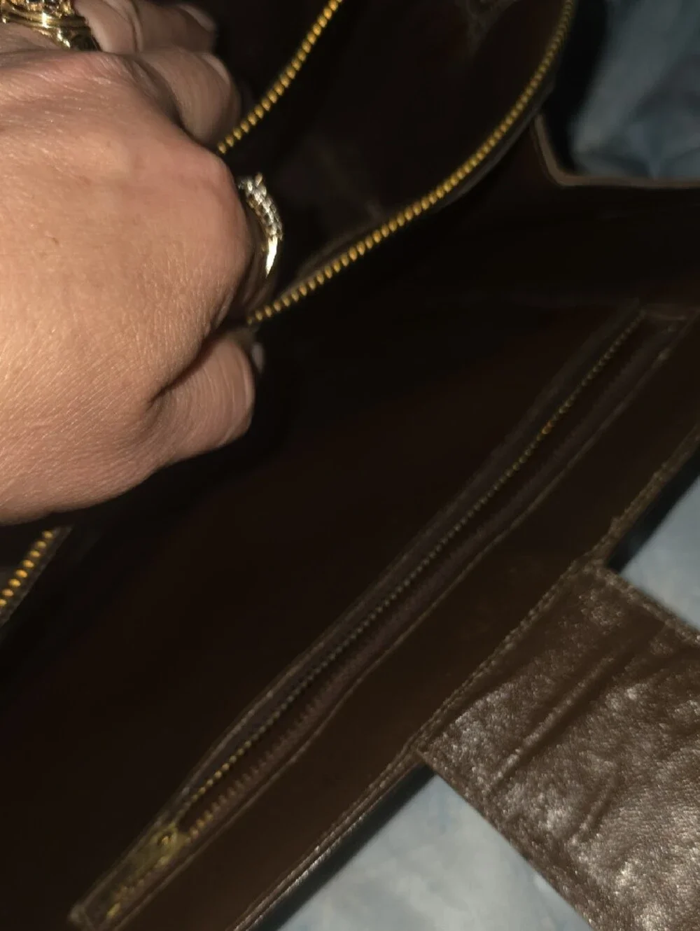 Classic Brown Embossed Leather Tote Bag. Top Knotch, Handcrafted, Purchased In T